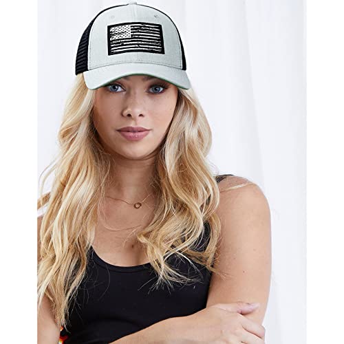 Image of American Flag Hat, Baseball Cap for Men Women, Adjustable Snapback Hats USA Flag Trucker Hat Black