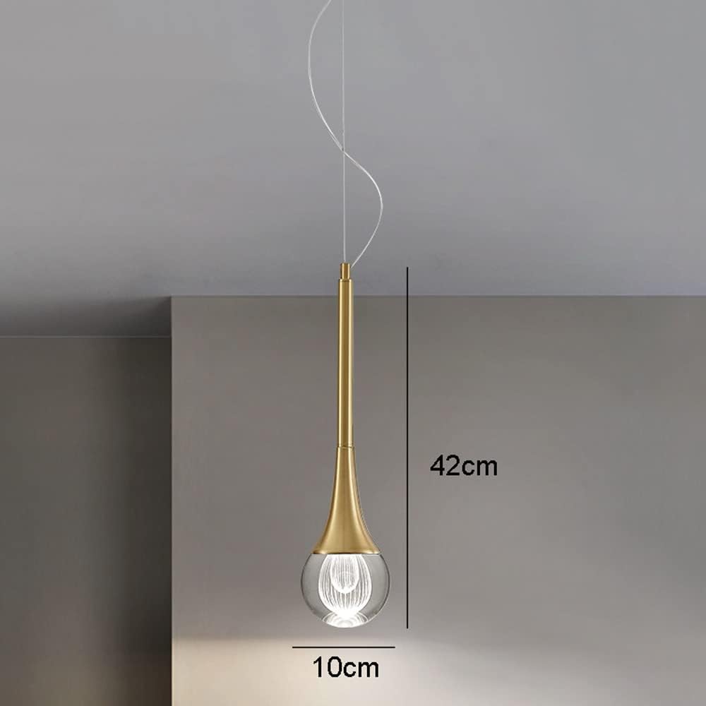 Led Crystal Lighting Ceiling Fixture Globe Hanging Lamp, Brass Kitchen Island Lights Single Chandelier, Kitchen Island Bedroom Dining Room Bar Suspended Lamps