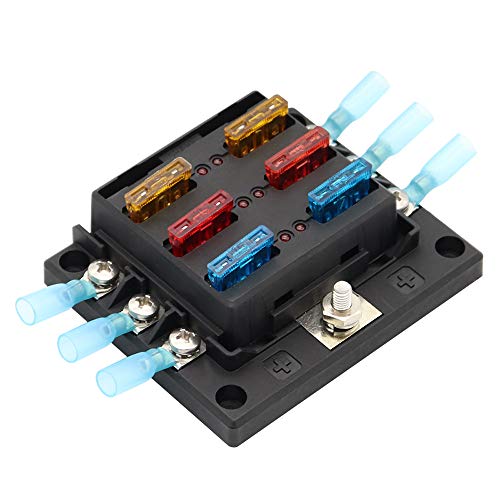 RuleaxAsi Bloco de fusíveis com lâmina de 6 vias Caixa porta-fusíveis Novo 6 Circuito ATP/ATC/ATO co