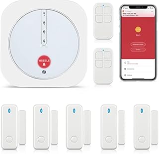 YISEELE Alarm System, House Alarms Security System, WiFi Door Alarm with APP Alert and Calling Alarms, Wireless 9-Piece kit: Alarm Hub, Door/Window Sensors, Remotes, Work with Alexa and Google Home