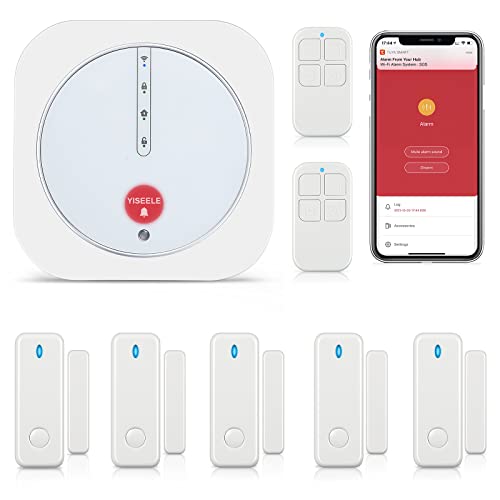 Home Security System, Door Alarm System with WiFi, Alarm Security with Phone APP Alert, 9-Piece Kit: Alarm Siren, Door Window Sensor, Remote, Work with Alexa for House, Apartment