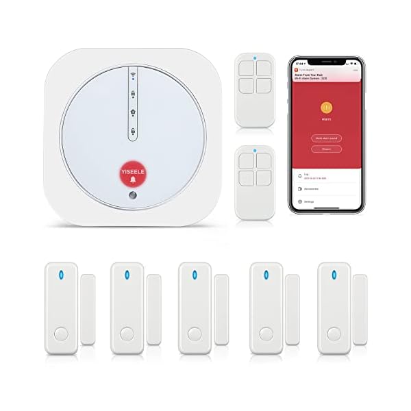 Home Security System, Door Alarm System with WiFi, Alarm Security with Phone APP Alert, 9-Piece Kit: Alarm Siren, Door Window Sensor, Remote, Work with Alexa for House, Apartment