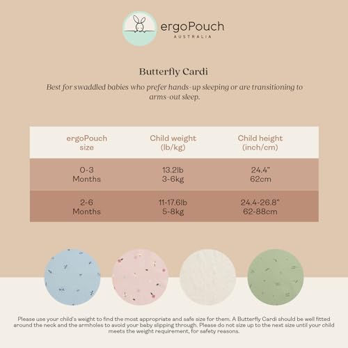 Image of ergoPouch Butterfly Cardi 0.2 TOG - Revolutionary Swaddle Transition Aid with Arm Pockets, Ideal for Hands-Up Sleeping, Worn Over Swaddle or Sleep Sack, Stretchy & Breathable (2-6 Months, Daisies)