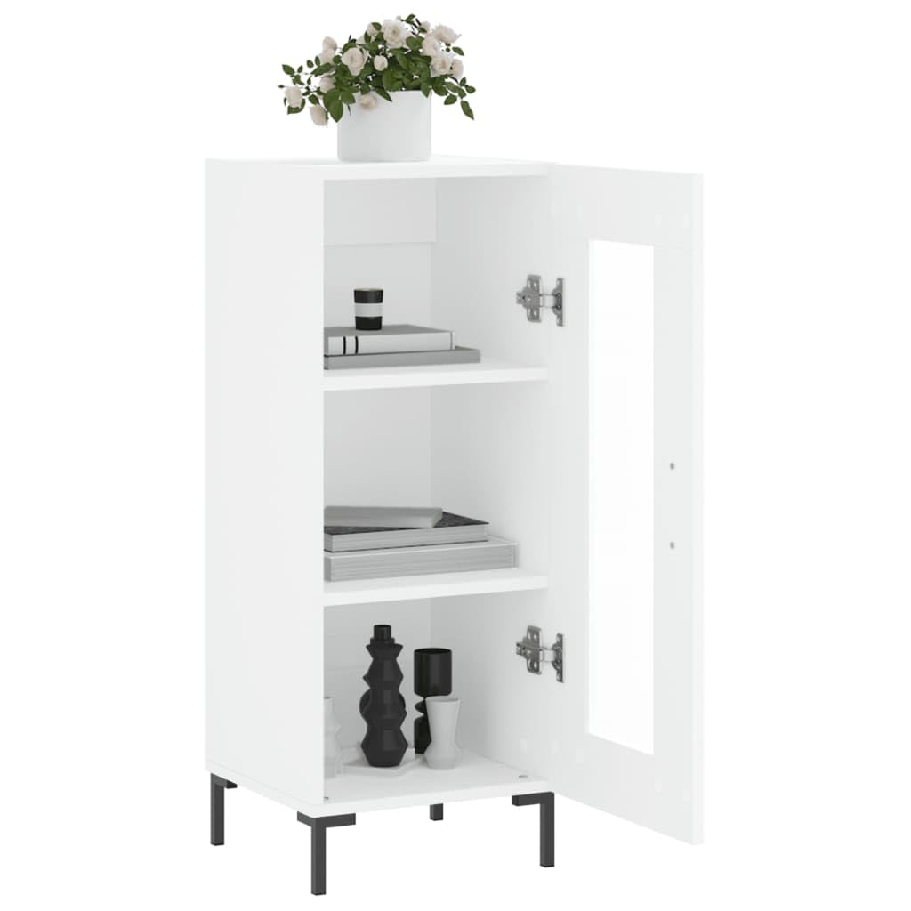 Credenza bianca, 34,5 x 34 x 90 cm, con anta in vetro