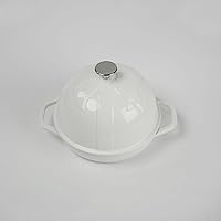 Vista 12 de HAWOK Cloche de pan de hierro fundido, diámetro 7.8 pulgadas/20cm, 0.95 cuartos de galón, bandeja para hornear de masa madre esmaltada azul marino