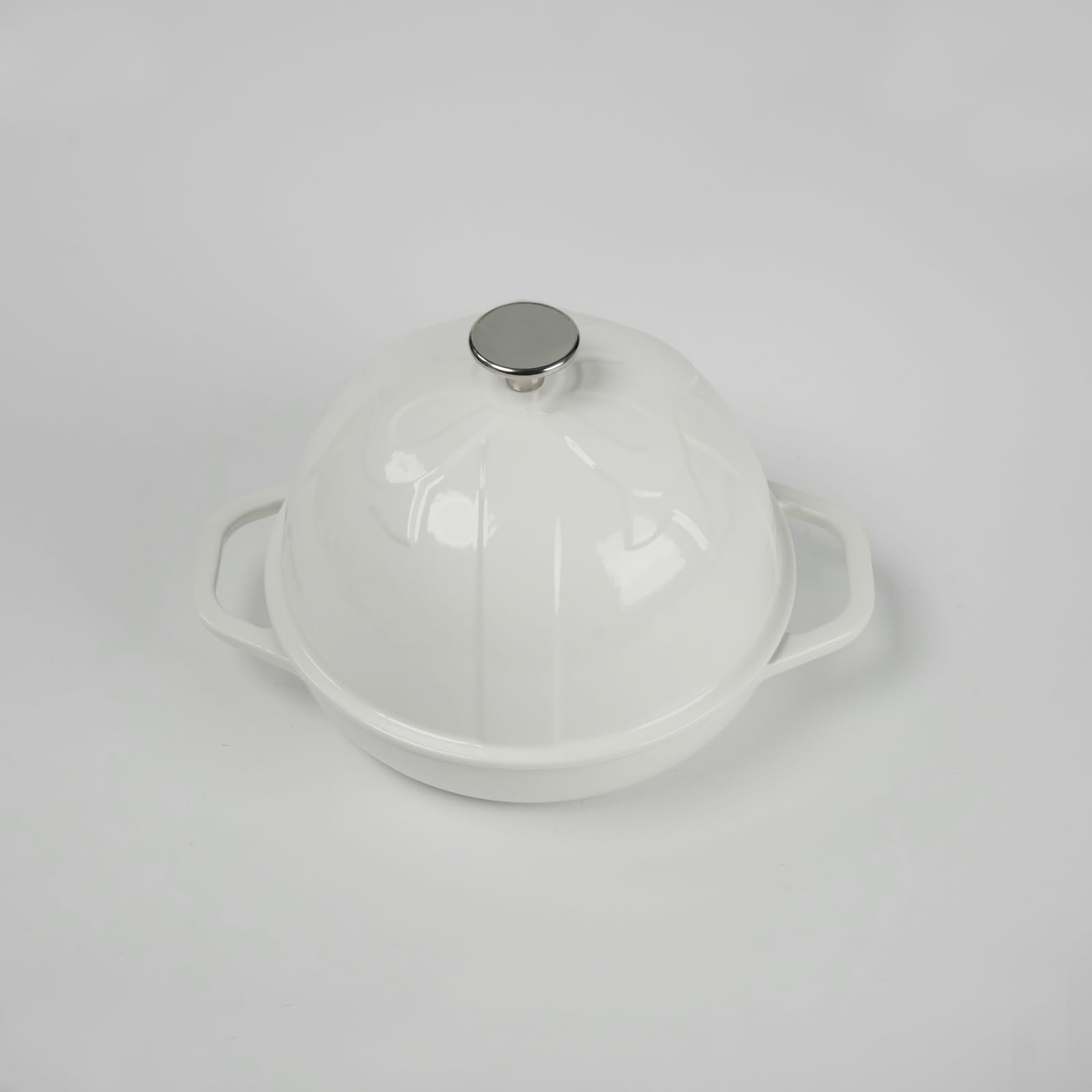 HAWOK Cast Iron Bread Oven with Cloche Lid, Dia. 7.8inch/20cm, 0.95qt, Sourdough Baking Pan Enameled White