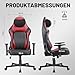 Devoko Ergonomischer Gaming Stuhl mit 5-Stufen Lordosenstütze, Schwerlast Bürostuhl 200kg mit Fußstütze für große & schwere Personen, Breiter Sitz, PC Schreibtischstuhl,Schwarz Rot