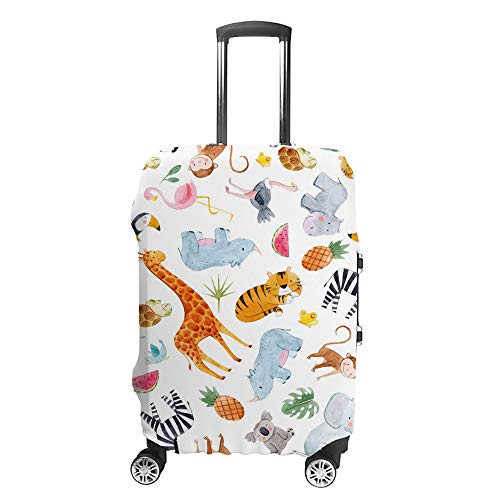 Housse de protection pour bagages à motif animaux aquarelle pour valise de soute