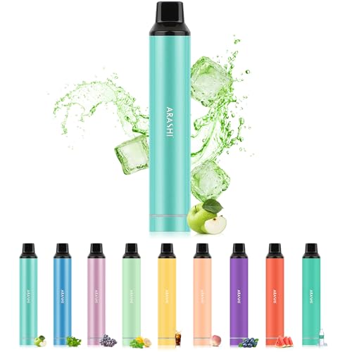 電子タバコ 使い捨て VAPE シーシャー ベイプ 爆煙 水蒸気タバコ 禁煙 電子たばこ ニコチン0 タール0 ARASHI (グリーンアップル1個)