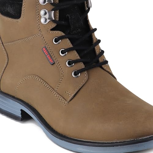 Image of Red Chief Men's Leather High-Ankle Boots with Contrast Blue Sole - Rugged | Bold | Urban | RC377