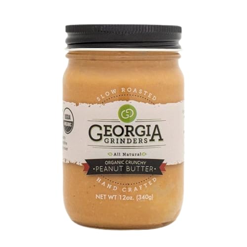 Image of Georgia Grinders Organic Crunchy Gourmet Peanut Butter Spread, Non-GMO, Gluten Free, No Palm Oil, No Added Sugar, Vegan Friendly, 12 Ounce (1 Pack)