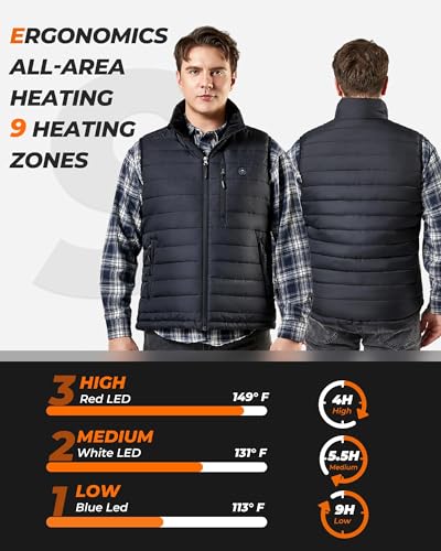 Men's Heated Vest with Battery, Heating System, Temp Control - Blue