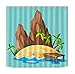 Produktbild XQWZM Sea Island Cartoon Anime Kinder Duschvorhang, Landschaft Bad Vorhänge, Waschbar Wasserdichtes Polyestergewebe Für Badewanne Decor