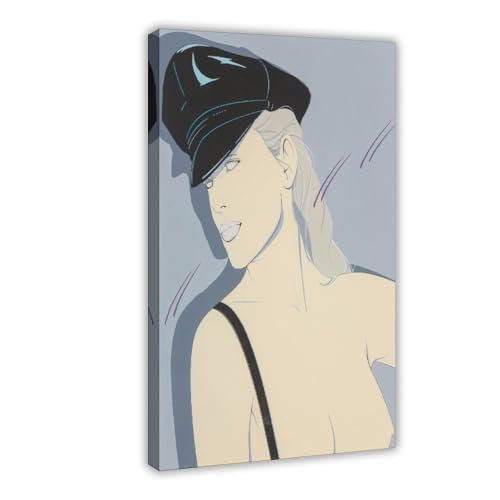 Toile Patrick Nagel femme stylisée, tableau inspirant déco salon et bureau cosy