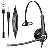 Headset Handy mit 3,5mm Klinke Mikrofon Noise Cancelling, USB-C PC Kopfhörer für iPhone Samsung Laptop Skype Webinar Business Office Call Center, Kristallklar Chat, Super Leicht, Ultra Komfort