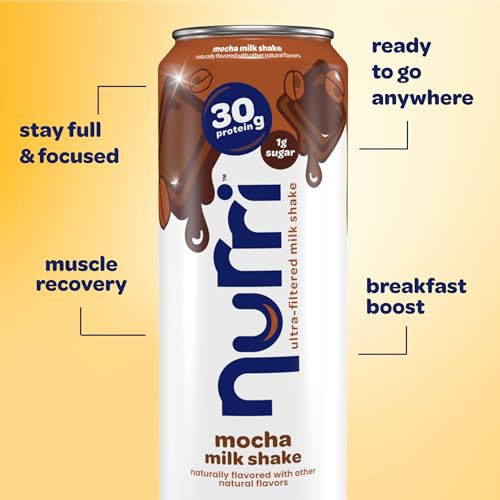Image of Nurri - 30g Protein Ultra Filtered Milk Shake - Mocha- 80mg Caffeine, Lactose Free, Low Sugar, 150 Calories, 10 Vitamins and Minerals - 11 fl oz, 10 Cans (Pack of 2)