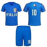 BDONDON Italia Kids Soccer Jerseys for Boys 7-8 Italy Soccer Shirts for Girls Italian Soccer Fans (BD-IT,8Y)