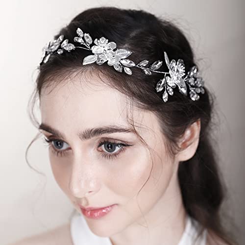 Beryuan Leaf Flower Crystal Headpiece Bridal Headband For Bride Bridesmaid Bridal Headband With Flowers #TOP4
