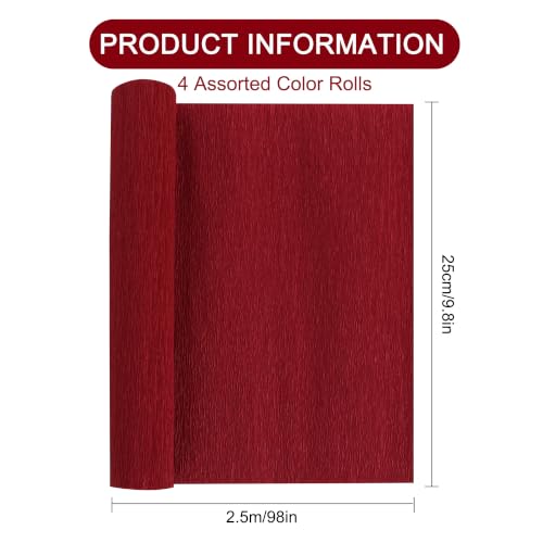 Image of BEISHIDA Red Yellow Black Crepe Paper Roll, 4 Rolls Crepe Paper Sheet