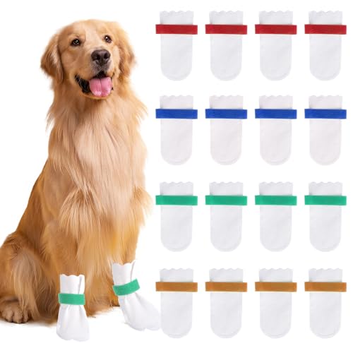 Disposable Dog Boots for Paw Protection, 20 Pcs Disposable Dog Shoes with Adjustable Velcro for Small Medium Large Dogs, Dog Socks to Prevent Paw Licking & Wounds (S (5-16lb))