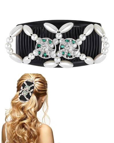 MOPZIJA Magic Hair Comb, Mágicas Pinza de Pelo Peine, Peinetas Elásticas de Pelo, Pinza Doble para Peineta, Magic Pinza para Peine de Perlas para Cabello Largo Corto y Rizado，peinetas para el pelo