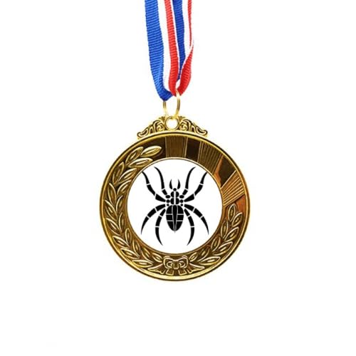 Cinta para primer lugar con patrón de araña e insignias de ganador dorado