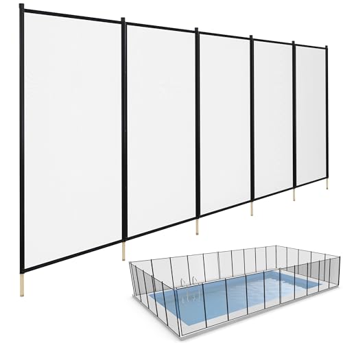 ALLSAFE Removable Mesh Pool Fence - Black 15 Foot by 5Foot Fence Panels – Pre-Assembled DIY Safety Fence with 1/2' Stainless Steel Peg Poles – 25% Longer, Easy Install, Fits Most Pool Fencing Layouts