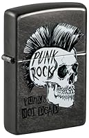 Zippo Sturmfeuerzeug - Punk Rock Skull, Gray Dusk, Color Image - Nachfüllbar - Wiederverwendbar - Windfestes Design - Geschenkbox - Made in USA