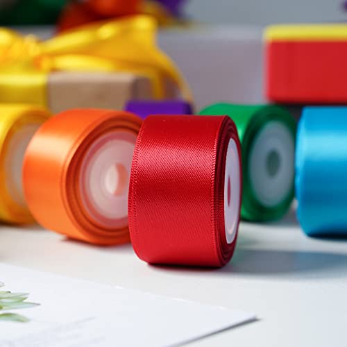 Huihuang Rainbow Satin Ribbon Fabric Satin Ribbon Rainbow Ribbon Set 1 Inch X 30 Yards Thin Satin Ribbon Rainbow Color For Crafts Bows Gift Wrapping Wedding Decoration And Diy Handmade #TOP3
