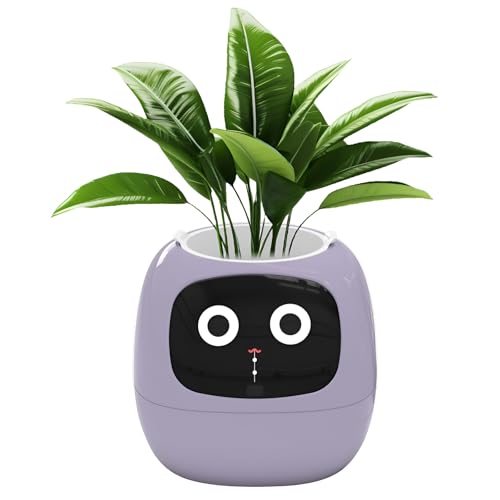 Vaso per piante intelligente con sensori e display LCD, vaso da fiori autoirrigante con controllo app, visualizzazione del tempo e del tempo, per decorazione casa e ufficio