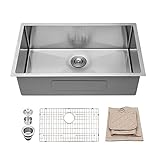 Lordear 32 Inch Undermount Kitchen Sink 16 Gauge Deep Single Bowl R10 Tight Radius Stainless Steel Kitchen Sink