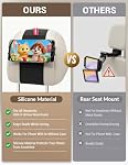 Silicone Car Phone Holder, Adjustable Phone Mount Holders for Your Car Headrest Compatible with iPhone 17 16 15 14 13 Pro Max and other 3.5 - 7 Inch Cell Phones Mount for Kids in Back Seats - Black
