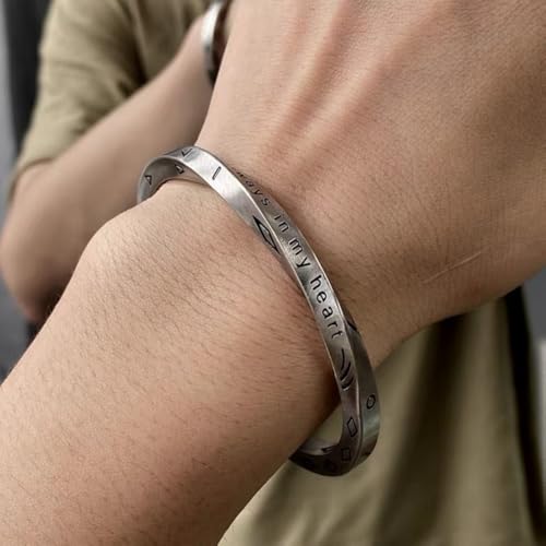 Rintoler Gold Cuff Bangle For Women Men - 18K Gold Plated Stainless Steel Viking Always In My Heart Friendship Bracelets thumb #1