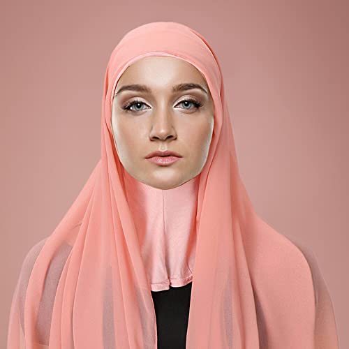 Women Soft Chiffon Hijab Scarf, Solid Color Easy Wear Hijabs for Women One Piece Long Scarf Wrap Scarf Shawl4