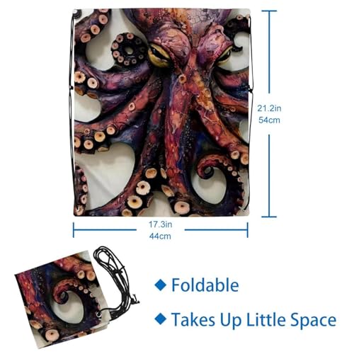 Sac à cordon vintage pieuvre lot de 2 pliable et imperméable taille unique
