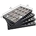 Set of 4 Stackable PU Leather Jewelry Organizer Trays, Jewelry Display Storage Box Showcase Holder Dresser Drawer Organizer for Earring Necklace Bracelet Ring Accessary (Black)- MK212-1ABCD