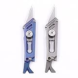 Tacray Titanium EDC Utility Knife with a bottle opener and in the tail, Pocket Knife Box Cutter with