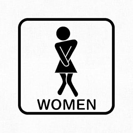 Amazon トイレ表示のウォールステッカー パロディーシリーズ ウォールシール ウォールシート トイレ ドア 壁紙 剥がせる おしゃれ 英語 笑える ウーマン 女の子 もじもじ Starfam 黒 ウォールステッカー オンライン通販