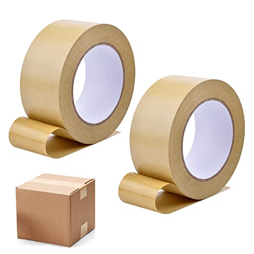 JJQHYC 2 Rollos Cinta Adhesiva de Papel Kraft Marrón Cinta Adhesivasde Papel Kraft 38 mm x 30 m Cinta Embalaje Cover