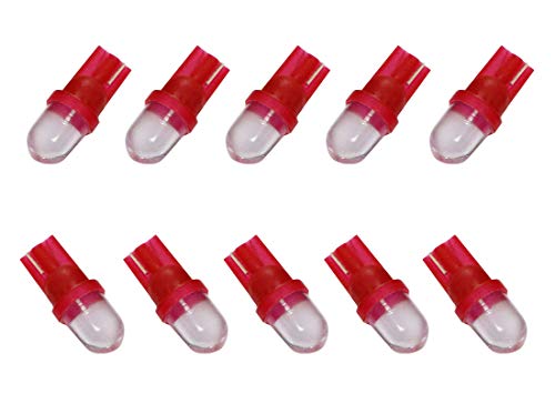 Ijdmtoy (10) Brilliant Red Single-Emitter 1-Led 168 175 194 2825 W5W T10 Led Replacement Bulbs Compatible With Car Interior Lights, Map Lights, Dome Lights, Foot Area Lights, Trunk Area Lights, Etc #TOP1