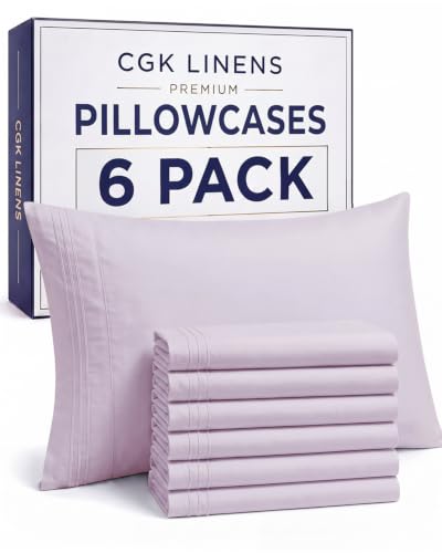 Queen Pillow Cases Set of 6 - Ultra Soft Pillowcase Covers - Light Lavender