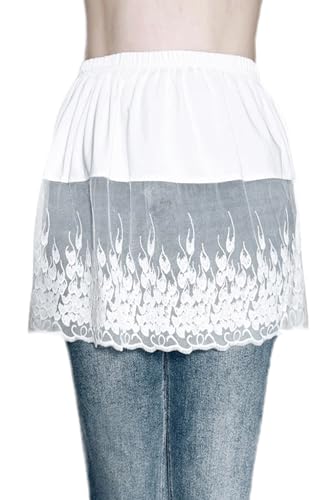 Image of Vanrose Jan Womens Lace Shirt Extender See Through Lace Underskirts Layering Half Slip Clothing Accessories