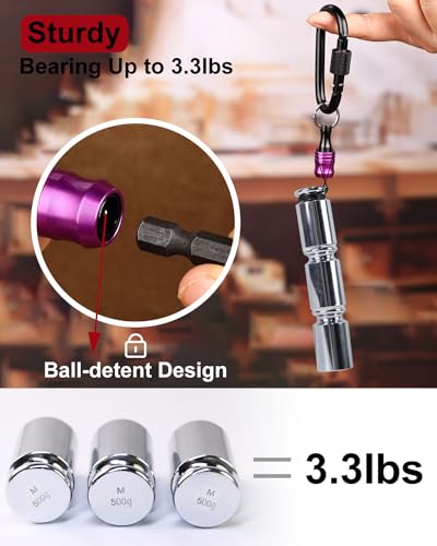 katerk 6pcs Bit Holder with Carabiner Socket for Mens Gift, 1/4 inch Hex Shank Aluminum Alloy Screwdriver Bit Holders, Quick Release Easy Change Impact Driver Drill Bit Keychain Extension (Classic)