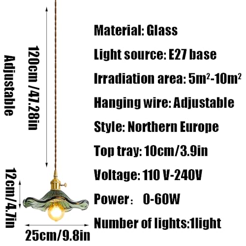 Lámpara colgante de cristal E27 para iluminar techos de balcones oscuros 7