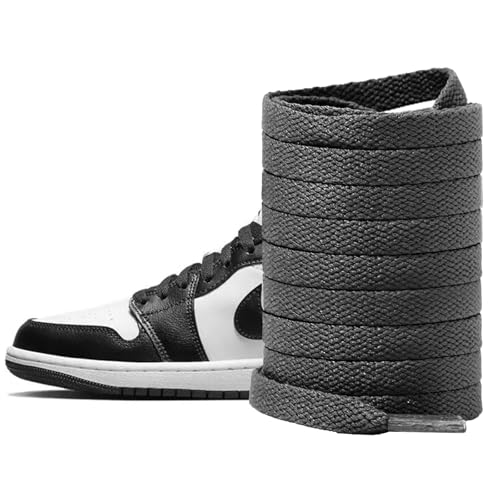 UamGlsob Cordones de Algodón Premium Suave para Air Jordan 1-8, Cordones Planas de 8mm Anchos para Zapatillas Deportivas (Black,140cm)