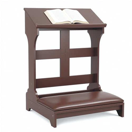 Tacarlha Kneeler for Prayer Wooden Prayer Bench Kneeler Padded Faux Leather Kneeling Pad Space-Saving 23 L X 20 W for Home ChurcWorship Ebony