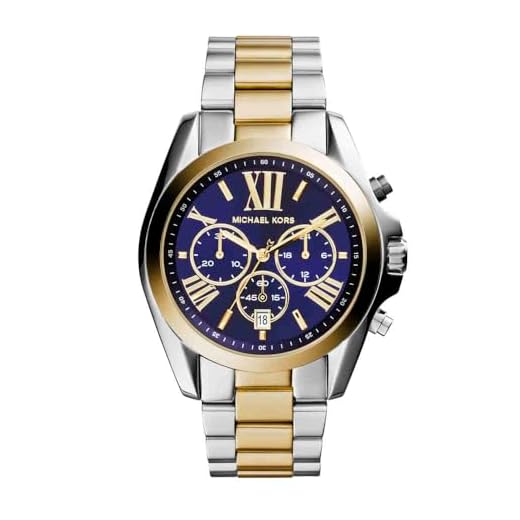 Michael Kors Reloj para mujer Bradshaw, movimiento cronógrafo de cuarzo, caja de acero inoxidable plateado/oro 2T de 43 mm con correa de acero inoxidable, MK5976