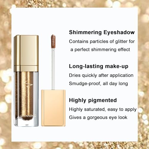 Metallic Liquid Glitter Eyeshadow & Eyeliner Pen, Long Lasting Waterproof Matte Shimmer Eyeshadow - Image 2