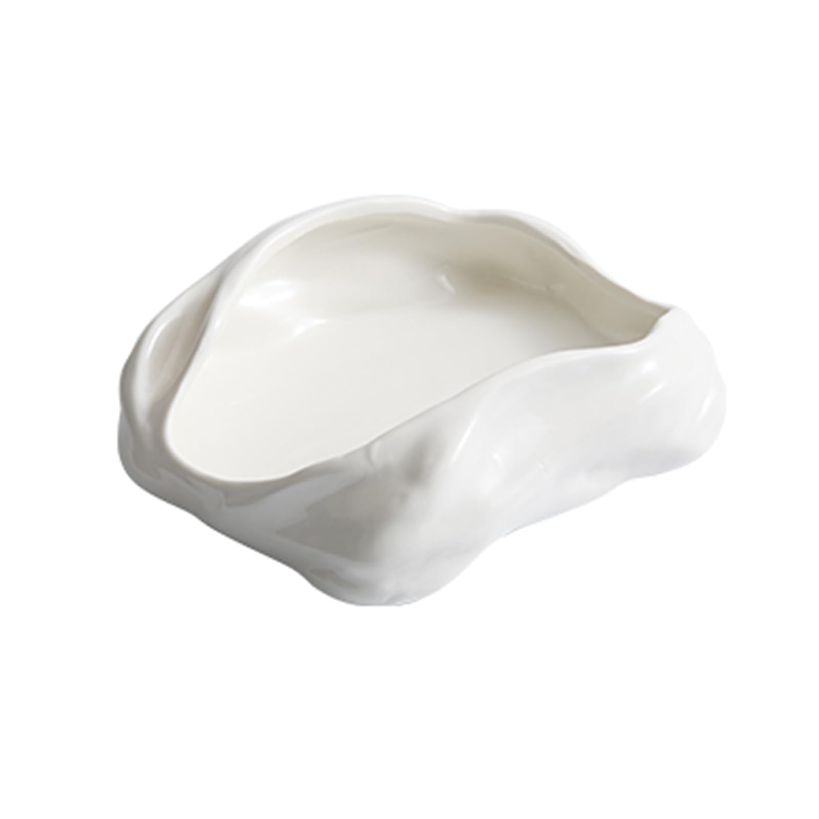 Plato De Ensalada De Cerámica con Forma, Plato De Borde Alto, Vajilla De Forma Moderna, Plato para Servir Mariscos, Aperitivos, Postres, Resistente A Los Arañazos(Size:23 * 20 * 6.5CM)
