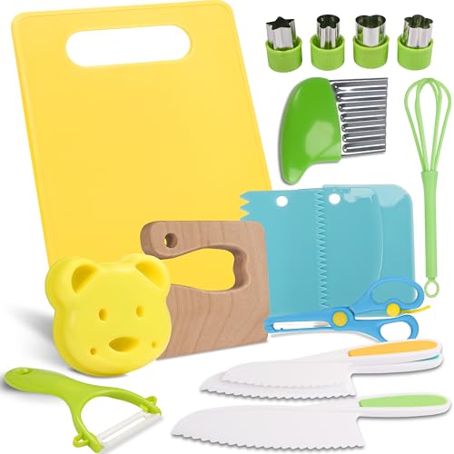 Conjunto de Facas de Cozinha, 17 Ferramentas de Cozinha Montessori, Facas de Plástico